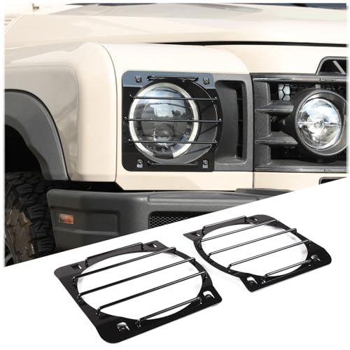 Hudiriy Car Headlight Guards Light Compatible with Ineos Grenadier 2020-2024 Front Headlights Cover Trim Lamp Frame Protector External Accessories Decoration (Style A, Black)