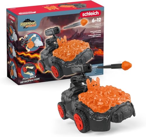 Image of Schleich Eldrador Creatures - 7 inch Lava CrashMobile with Mini Creature Playset - Pull-Back Action, Shooting Toy Car for Boys and Girls - Cool, Red Fantasy Action Figure for Kids Age 7+