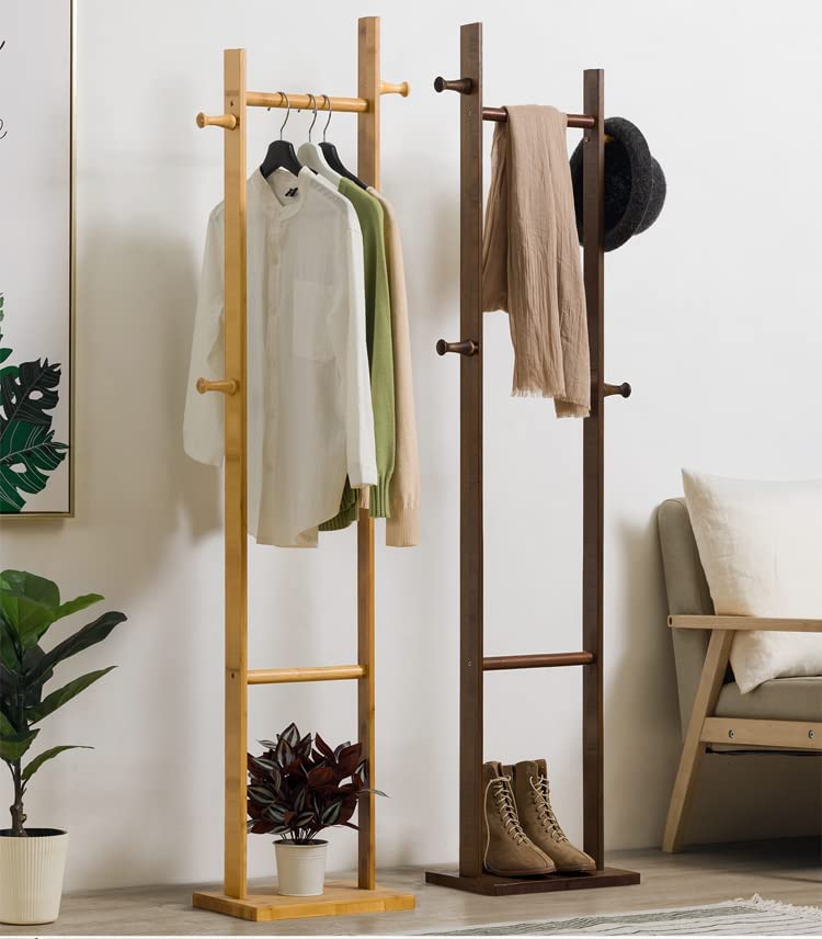 Image of Ash & Roh Coat Rack Freestanding, Modern Standing Coat Stand Hanging for Jacket, Hat, Cloth, Purse, Hand-Bag - Hall Tree Entry Way, Farmhouse (Walnut, 92-3)