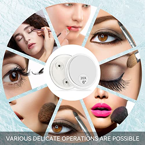20x Magnifying Mirror, Small Magnifying Mirror with Suction Cup, Magnified Mirror, Close Up Mirror for Precise Details of Makeup, Super Magnification, 6" Dia