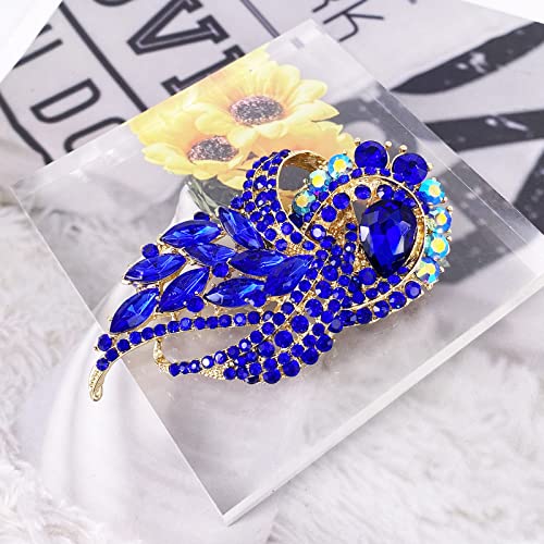 Image of LAXPICOL Vintage Clear Austrian Crystal Elegant Flower Bouquet Wing Brooch for Women