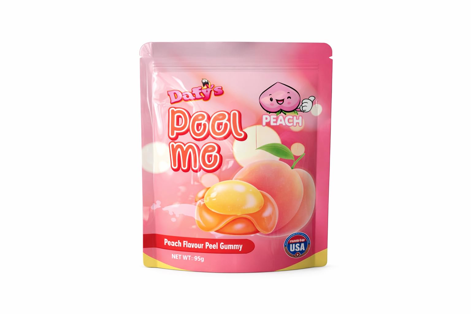 Daffy's Peel Me Mango Flavour Peel Gummy Candy peeling sweets real fruit juice, 65g (PEACH)