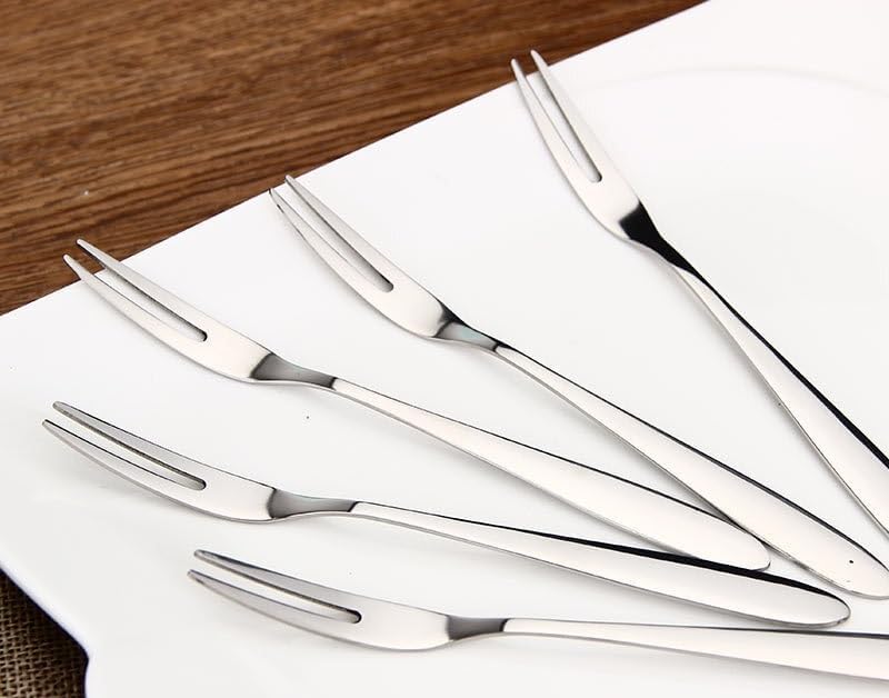 Silverware Set, 5/20/30/40/50/60 Pieces 304 Stainless Steel Fruit Fork Two-tine Fork Dinner Fork Snack Cake Fork Dessert Fork(Size:12Set-60Pcs)