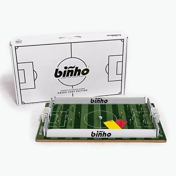 Binho Board Classic Board Game Green Turf Stripes Edition - 2-Player Fast-Paced Finger Flicker Pinball Family Games - Portable Tabletop Sports Set for Any Occasion