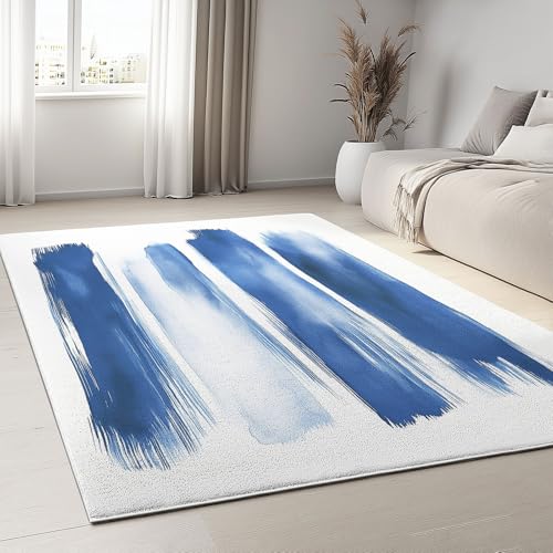 Tapis antidérapant bleu à poils courts doux et facile à nettoyer - 2