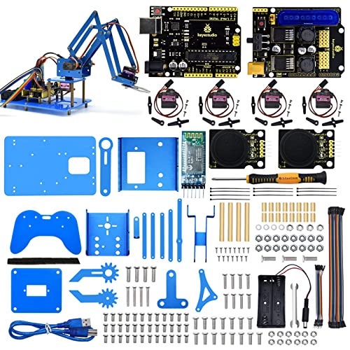 KEYESTUDIO Robot Arm Starter Kit for Arduino,4DOF Electronic Coding Robotics Arm DIY Set for Kids Adults to Learn Robotics,Support PS2 Joypad Control,Remote Control by Android/iOS APP - Image 3