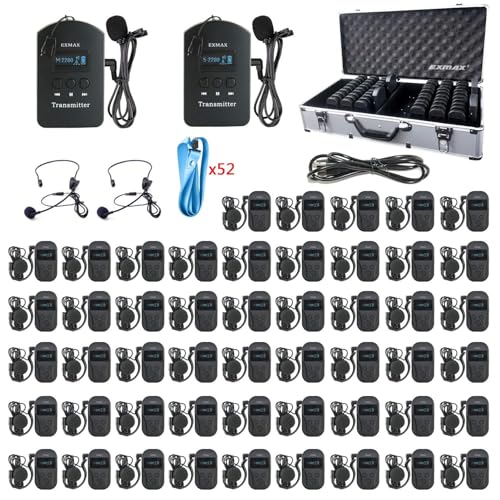 EXMAX EXD-101 2.4G Sistema Inalámbrico de Micrófono para Conferencias y Traducción con 2 Transmisores y 50 Receptores miniatura 1