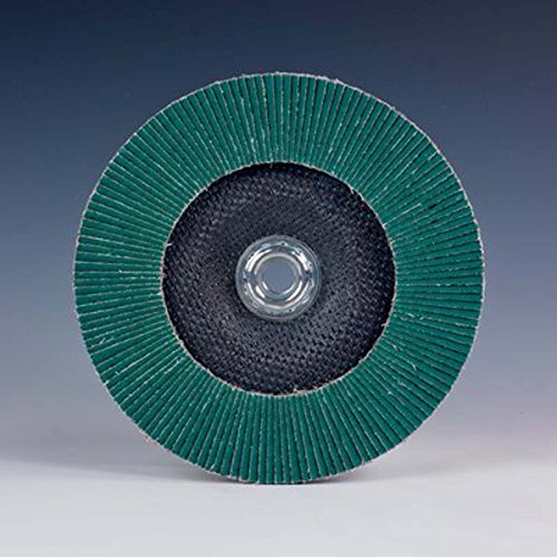 3M Flap Disc 577F, T27, Alumina Zirconia, Dry/Wet, 4-1/2' Diameter, 80 Grit, 5/8'-11 Thread Size (Pack of 1)