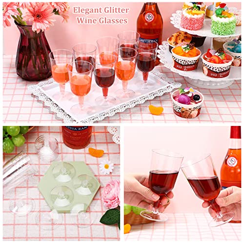 Meanplan 100 Pcs Plastic Wine Glasses With Stem 6Oz Plastic Party Wine Cups Stackable Disposable Wine Glasses For Parties And Wedding Picnics (Clear,Simple Style) #TOP4