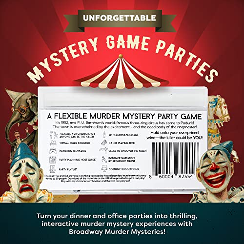 Broadway Murder Mysteries Murder Under The Big Top | Murder Mystery Games | Mystery Games For Ages 13+, In-Person & Virtual Detective Game, 4-20 Players W/Printable Files #TOP1