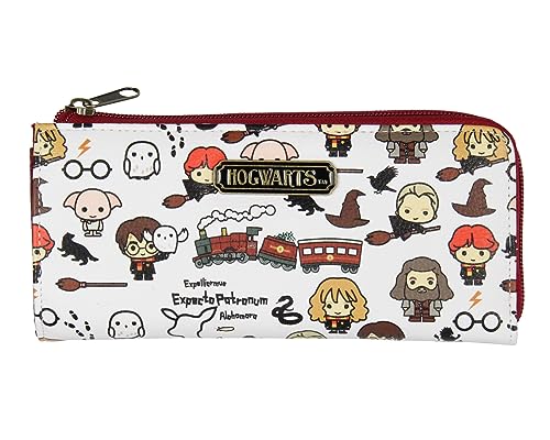 Bioworld Harry Potter Wallet Allover Chibi Character Zip Closure Faux Leather Wallet