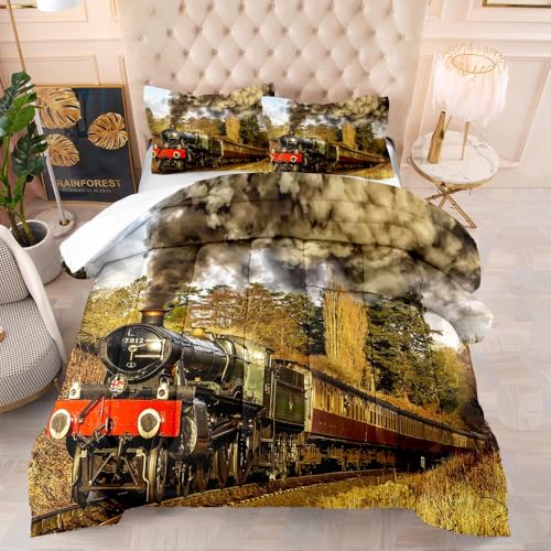 Edredon Cama 180 Tren Estampado Bedding Edredón Nórdico 203X228 Cm, Edredón De Fibra 200Gr/M²,Transpirable Colcha De Microfibra para Todas Las Estaciones
