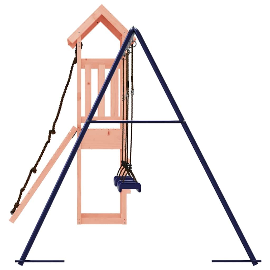Spielturm aus Massivholz Douglasie mit Kletterwand Doppeltrapez Ringe Sandkasten und Schaukel für Garten Kinder Outdoor Spielplatz für Kinder ab 3 Jahren