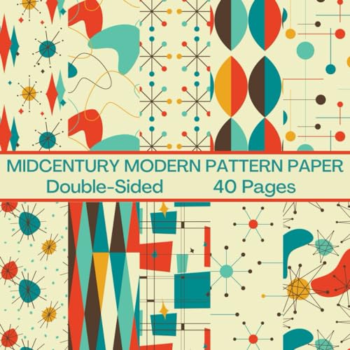 Midcentury Modern Scrapbook Paper 40 Pages 20 Sheets: Retro Background Pattern Paper: Double Sided for Scrapbooking, Card Making, Origami, DIY and More image 2