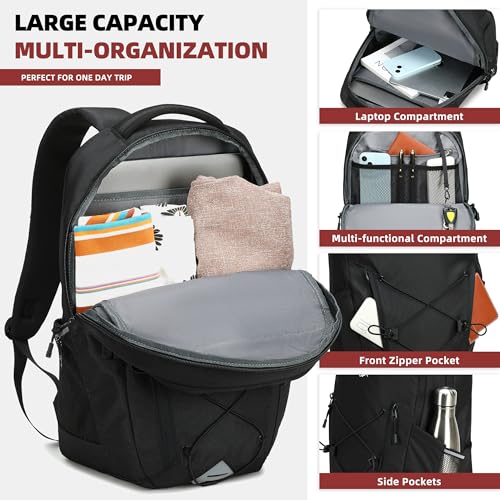 AO ALI VICTORY Women's Laptop Backpack 15.6 inch,Travel Backpack for Men,College Bookbag, Lightweight Outdoor Sport Hiking Back Pack, Everyday Daypack, Black3