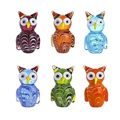 Crystalsuncatcher Handmade Wild Animal Art Glass Blown Owls Figurine Collection(owl)