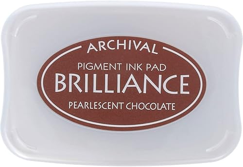 Tsukineko Brilliance - Almohadilla de tinta estampada, tamaño completo, marrón chocolate perlado