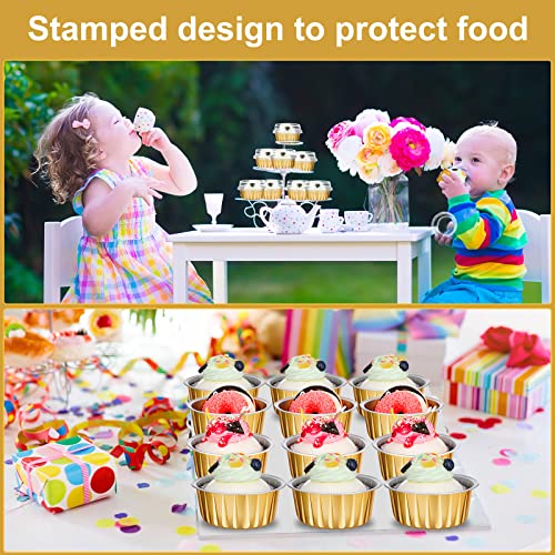 Gandeer 200 Pack Aluminum Foil Cupcake Baking Cups 5Oz Cupcake Liners Dessert Cups With Lids Disposable Cupcake Cups Mini Cake Containers Flan Molds Tin Mini Muffin Liners For Wedding thumb #5