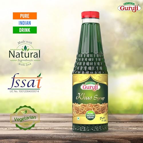 Image of Jai Guruji Khus Syrup Sharbat Instant Refreshing Drink For Summer (Mix with Water or Soda) - 750ML