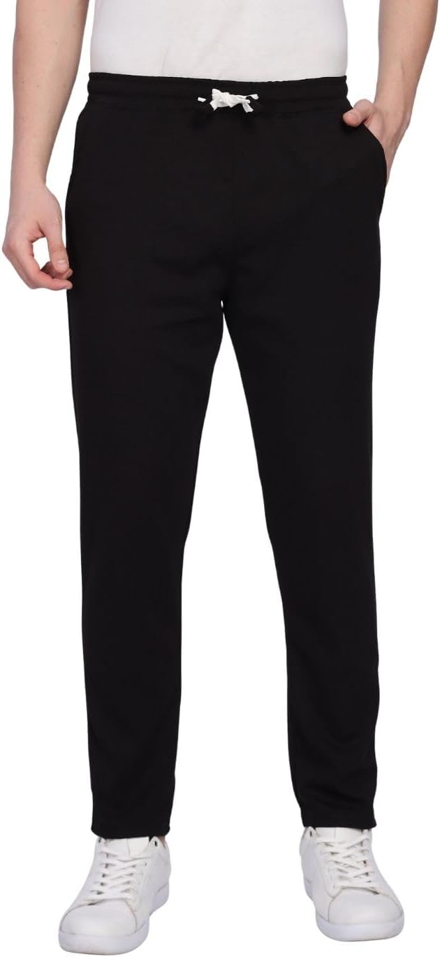 Men’s Slim Fit Joggers | Polyester Quick Dry Bottoms with Elastic Waist & Drawstring | Durable Casual Pants with Side Pockets for Gym, Travel, Sports & Daily Use