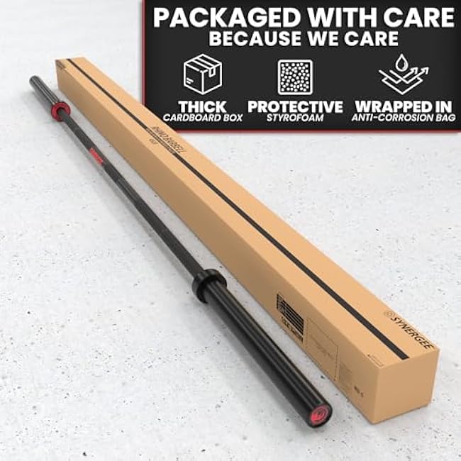 Synergee 45lb Rhino Power Bar Cerakote Finish Barbell. Rated 1500lbs for Powerlifting - Deadlift - Squat - Bench Bar