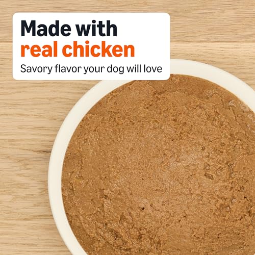 Image of Amazon Basics Wet Dog Food, Meaty Loaf, Chicken & Rice Dinner, Made with Real Chicken, 13.2 oz can (Pack of 12)