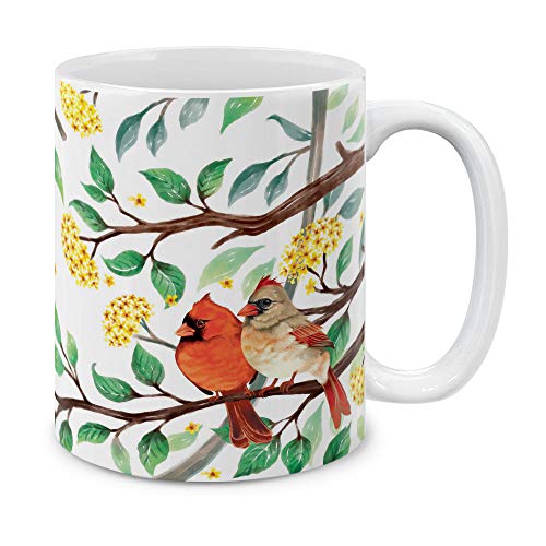 MUGBREW Red Cardinal Birds in Summer Keramiktasse für Kaffee und Tee, 325 ml
