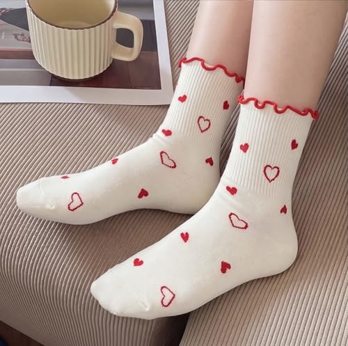 Image of Women's Cute Crew Socks, Casual Athletic Cotton Bowknot Cherry Calf Novelty Socks for Women