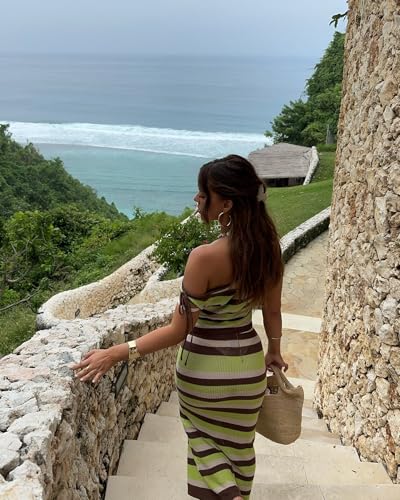 VOIKERDR Summer 2 Piece Skirt Sets for Women One Shoulder Top and Maxi Skirt Crochet Set Vacation Outfits4