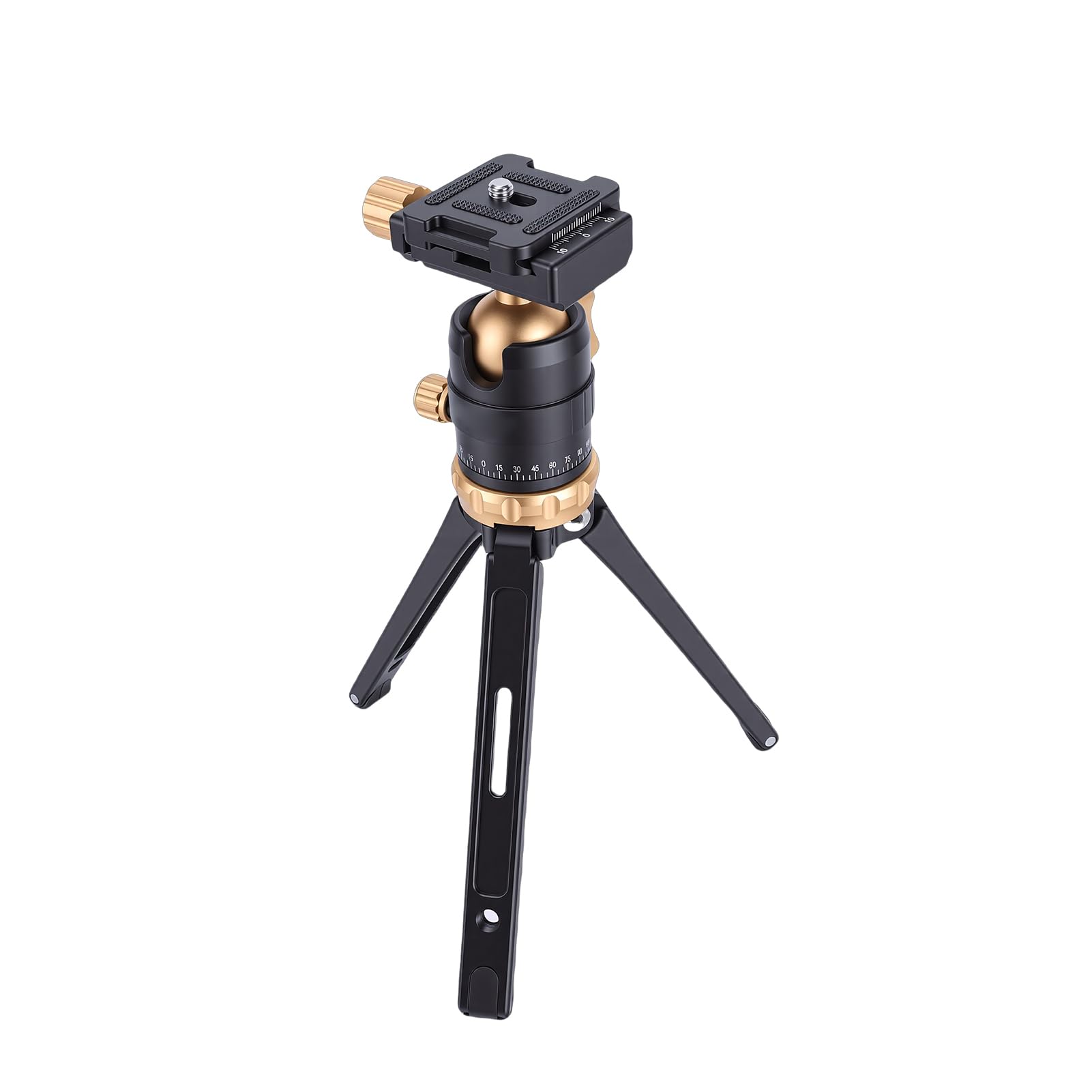 Mini Treppiede da Tavolo Portatile, Treppiede per Fotocamera Allungabile con Testa a Sfera a 360°, Piastra a Sgancio Rapido, Vite da 1/4 di Pollice, Treppiedi da Scrivania Regolabili in (GOLD)