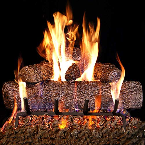 Peterson Real Fyre 24-inch Live Oak Log Set with Vented Burner and Gas Connection Kit. Match Lit (Natural Gas Only)