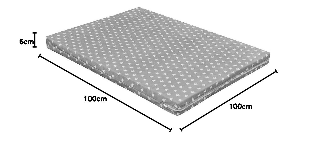 Laufgittermatratze 75x100 cm für Laufstall Laufgitter Schaumstoff Matratze Grey Stars Oeko-TEX