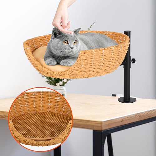 FAHKNS Cama de mesa para gatos, altura ajustável, cama de mesa giratória 360 para gatos, rede para j