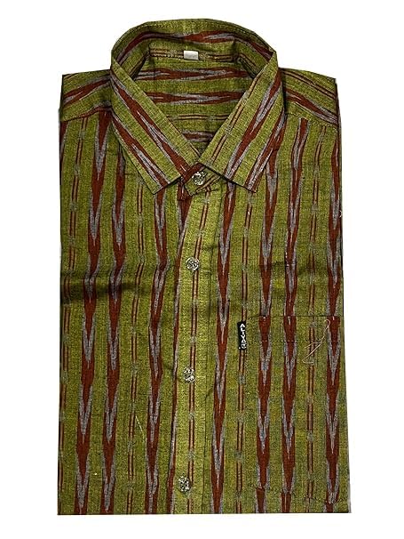 Image of Odisha Handloom 100% Pure Cotton Sambalpuri pasapali Half Shirt fabric for Men /Boys Odisha Traditional Shirt Tie-Dye Craft, Soft & Breathable Weave Cotton Material