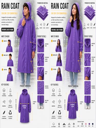 Image of Premium Kids Waterproof Raincoat | Full Coverage Hooded Rain Wear for Boys & Girls | Rainwear |