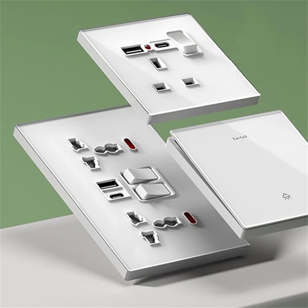 Prise Murale De Charge Rapide De Type C 20 W, Double Interrupteur, Prise De Courant Blanche, Interface USB Standard Britannique