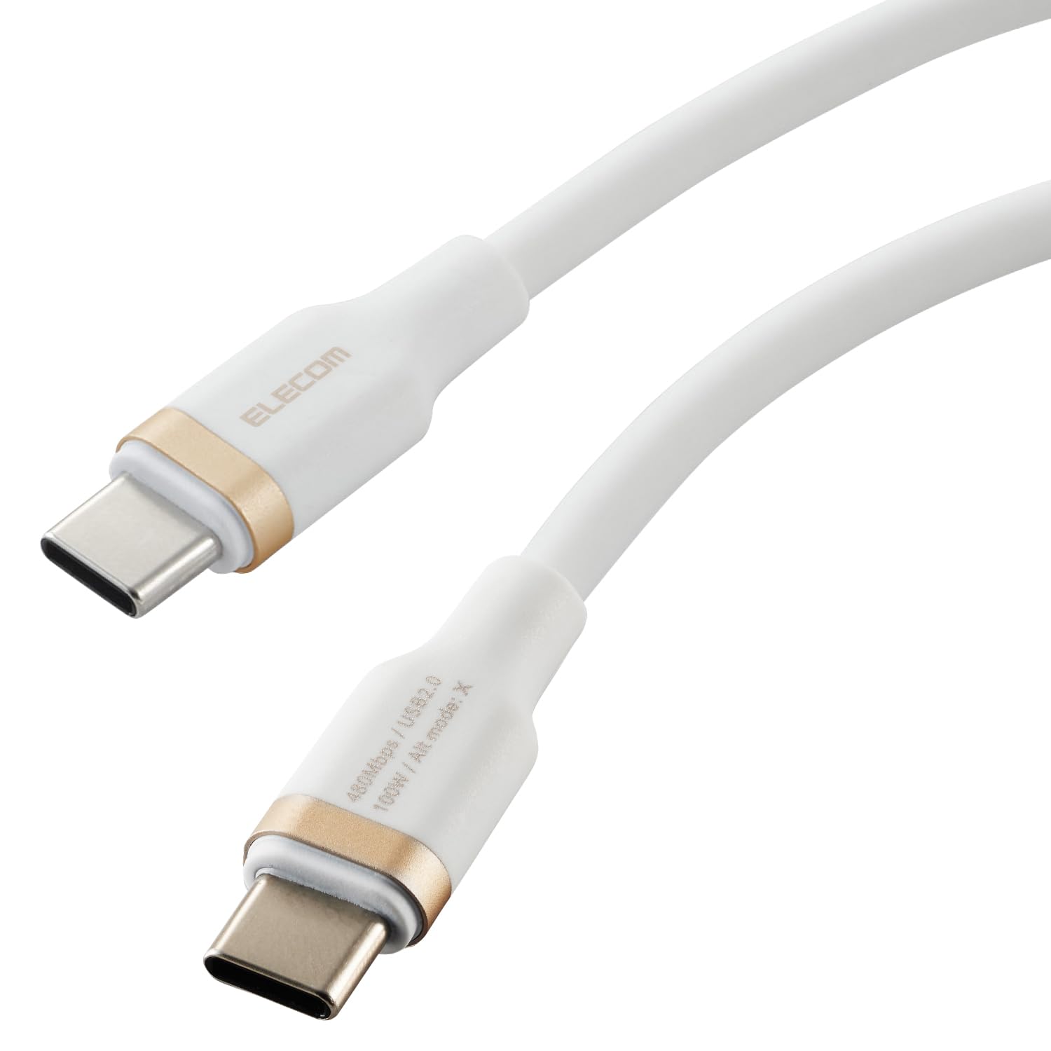 エレコム USB Type C ケーブル 1m 100W PD対応 高速充電 シリコン素材 なめらか やわらか 【 MacBook/iPad/Galaxy/Android スマホ タブレット 等対応 】 ホワイト 【iPhone 16 シリーズ 対応検証済】 MPA-CCECSS10WH