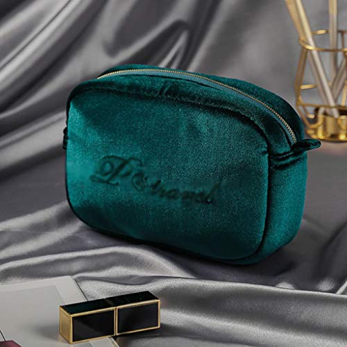 Preisvergleich Produktbild QYLOZ Haushaltskosmetiktasche Großraum-Aufbewahrungstasche for die Hautpflege Reisendes Business-Plüschmaterial Wohlfühlen Metallreißverschluss Mehrfarbig optional Kosmetiktasche (Color : Green)