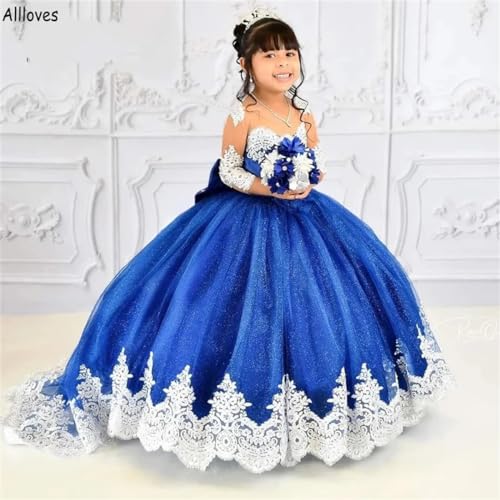 GZCYL Sequin Pageant Dress for Girls Sparkly Long Sleeves Flower Girl Dress for Wedding Applique3