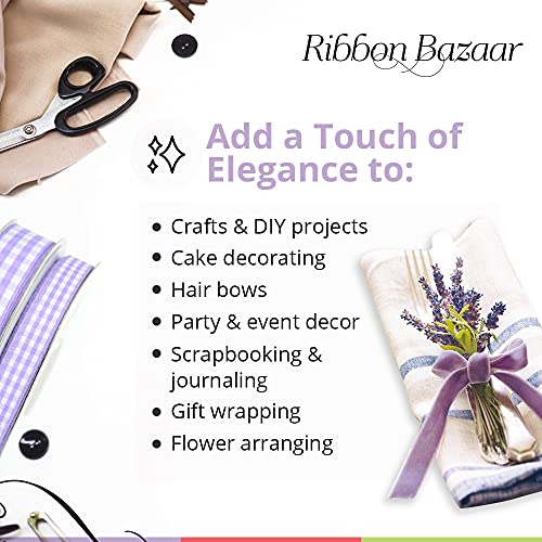 Ribbon Bazaar Gingham Taffeta Ribbon - Elegant Taffeta Weave - Plaid Fabric Ribbon For Gift Wrapping, Crafts, Scrapbooking, Hair Bow, Decorating & More - 1-1/2 Inch Black 25 Yards #TOP4