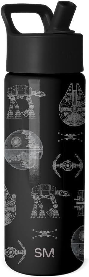 Simple Modern Kids Summit Water Bottle with Straw Lid | Star Wars 18oz Stainless Steel Cup Insulated Tumbler for Boys, School | Vehicle Schematics