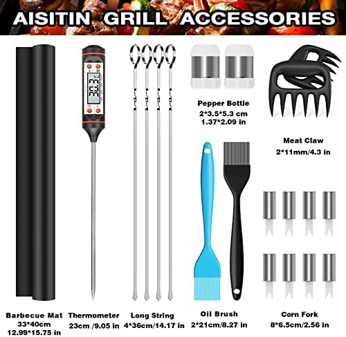 AISITIN BBQ Accessories 25PCS BBQ Grill Tool Set Stainless Steel, Outdoor Party Professional Barbecue Grill Tools Kit for Men and Woman, Ideal BBQ Gift on Father's Day Christmas Birthday