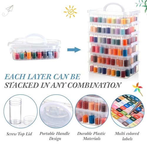 Image of Watersay 2 Pcs 3 Tier Diamond Art Storage Containers 300 Slots Portable Bead Organizer Box, Stackable Crafts Organizers for DIY Diamond Art Craft Jewelry Bead Storage