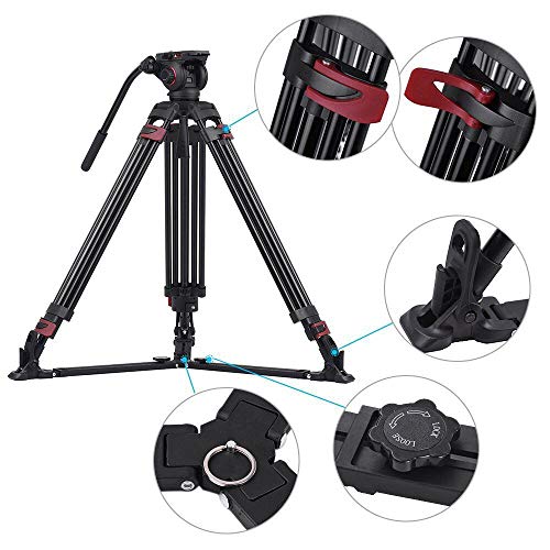 miliboo MTT609A Kamera-/Video-Stativ aus robustem Aluminium, für Camcorder/DSLR, professionelles Einbeinstativ, 168,9 cm… – Bild 4