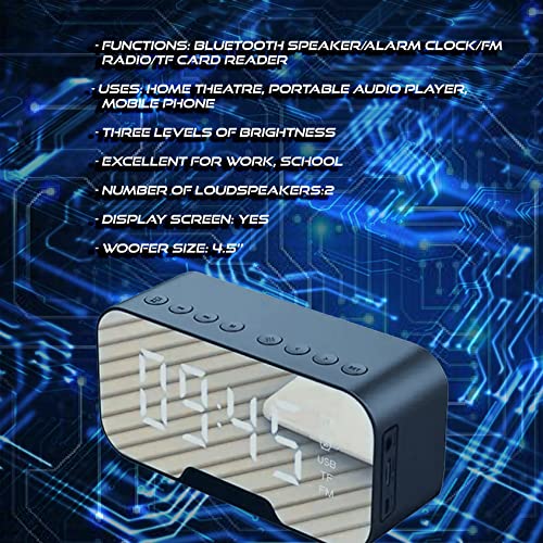 Hypertech X Bluetooth Speaker Alarm Clock - Alarm Clock For Teens, Portable Bluetooth Speakers, Bluetooth Radio, Digital Clocks For Bedrooms, College Dorm Decor, Led Clock, Kids Alarm Clock #TOP1