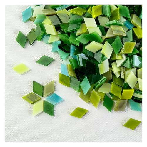 BNDDZBN Mosaic Tiles 115g/4oz (Approx. 200pcs) Rhombic Mica Mosaic Tiles Translucent Micaceous Tile DIY Craft Materials Candleholder/Lampshade/Window(Mix All Green)