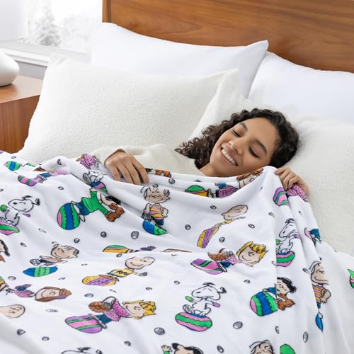 Image of Berkshire Peanuts VelvetLoft Cute Character Snoopy Plush Blanket,Easter Gang 2025 White,Twin 60 in x 90 in (Official Peanuts Product)