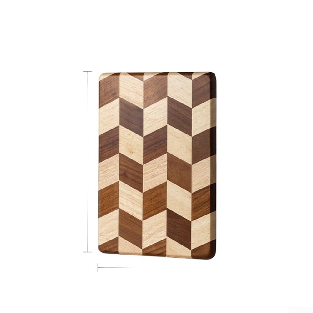 Tagliere in legno, motivo a scacchi, antiscivolo, blocco da cucina in legno di caucciù, 30 x 20 cm, tagliere per verdure, carne e frutta (B)