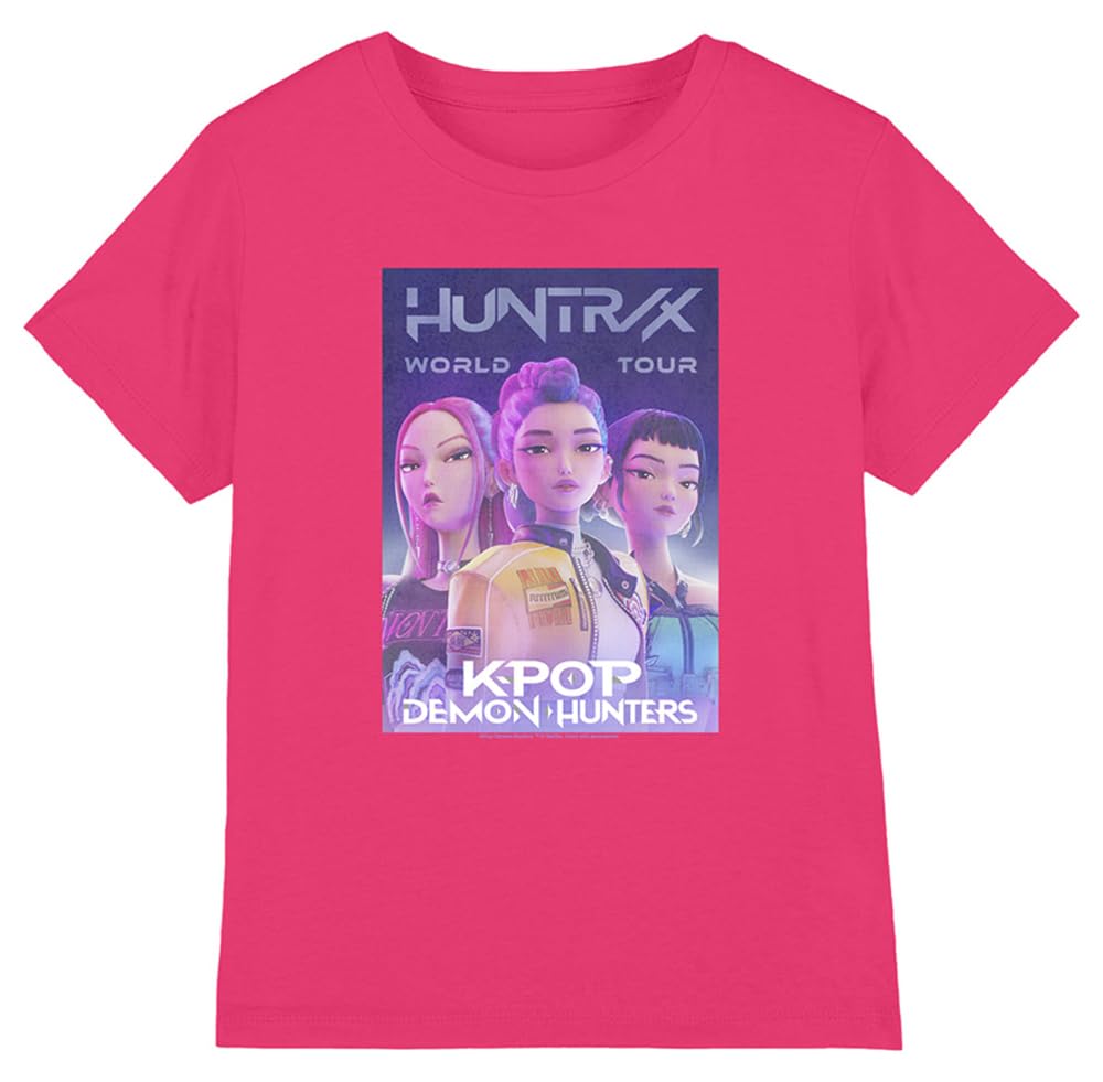 Kpop Demon Hunters Fuchsia K-Pop Demon Hunters - Huntrix Huntr/X World Tour Billboard Kids T Shirt, 5-6