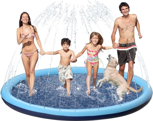 Tosekry Kinder Sprinkler mit Antirutschfunktion, Wasserspielzeug Hund Pool, Wasserspielzeug Kinder Outdoor Spiele, 200CM Wassersprinkler Kinder Splash Pad(blau-200cm)